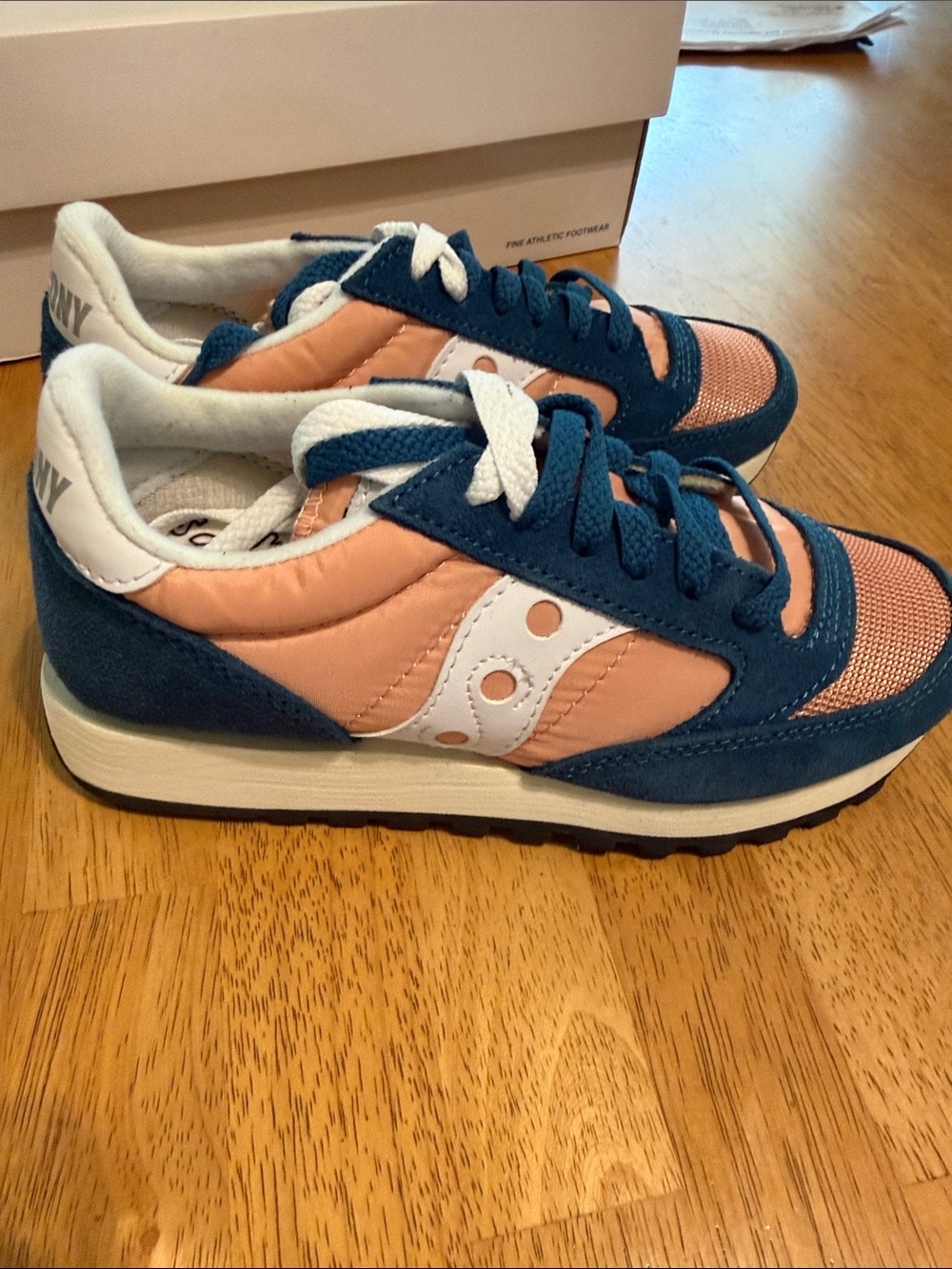 Saucony Peach and Teal Lace-Up Athletic Sneakers - Picture 5 of 10